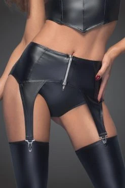 Noir Handmade Porte-jarretelles Wetlook F166