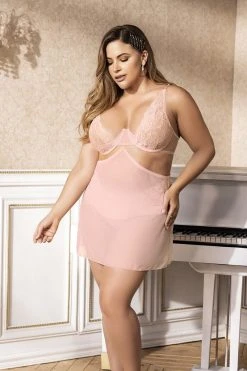 Mapalé Lingerie Nuisette 2 En 1 Rose 7373